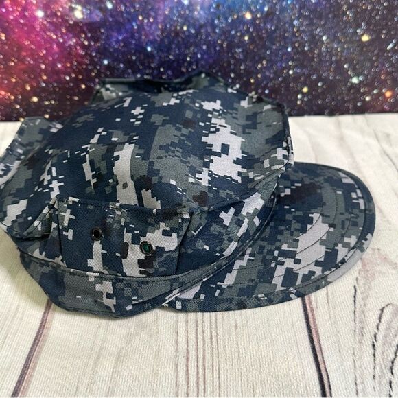 US Navy Hat Cap Working Utility Sekri Digital Blueberry Camo 8 Point Size 7 3/4 - Picture 5 of 8